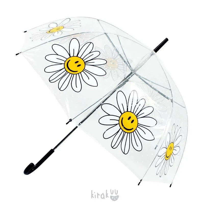 日本 Kirakuu 菊花笑面透明雨傘|浪漫氛圍|雨傘雨具系列|長傘|大範圍擋風擋雨 【8/2 截單，預計 :8月中至8月尾發貨】